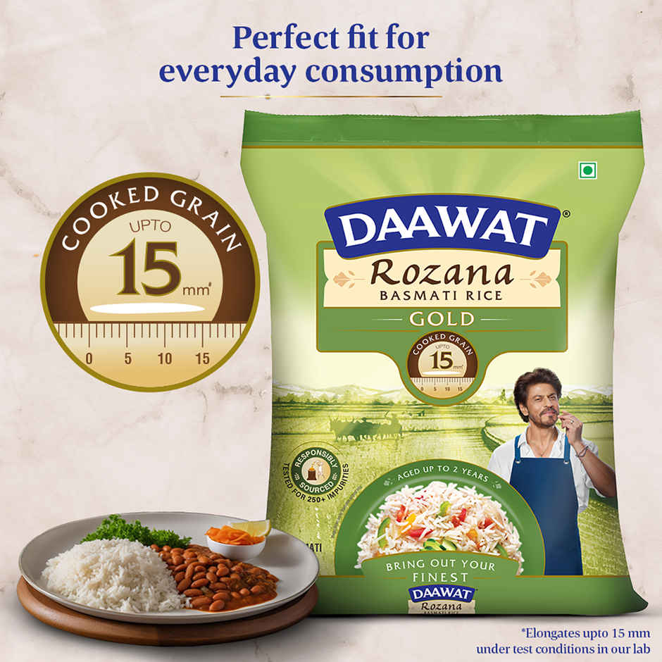 Daawat Rozana Basmati Rice Gold | Medium Grain (1kg) & Freshcon Cooked Kabuli Chana | Chickpeas (250g) Combo  