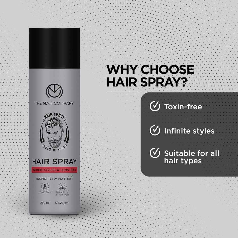 The Man Company Hair Styling Spray For Men| Strong Hold, Long Lasting, Matte Look & Instant Grip | Natural Shine, Non-Stick, Ultra Hard