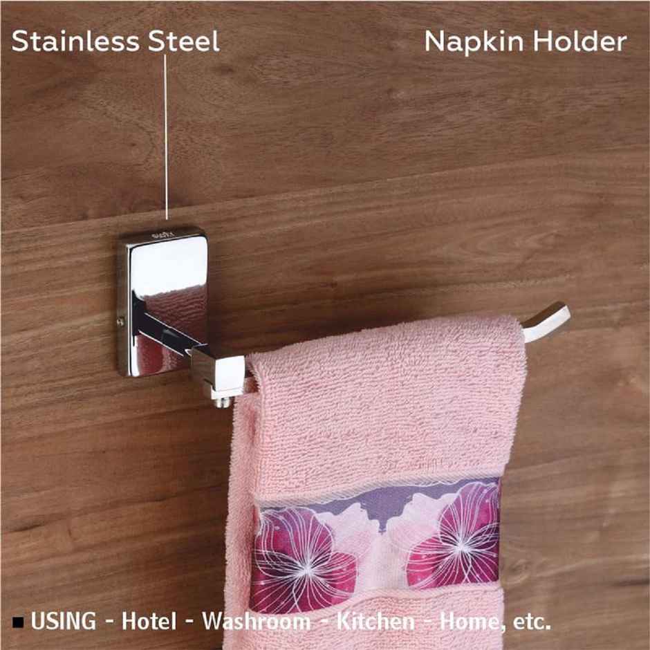 GLOXY Square Shape Stainless Steel Napkin Ring/Towel Holder for Kitchen & Wash Basin Area