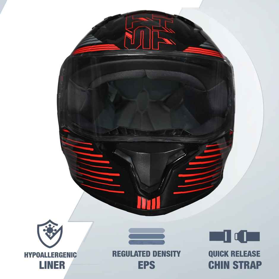 Studds Thunder D11 Full Face Helmet with Spoiler |Black Red - L