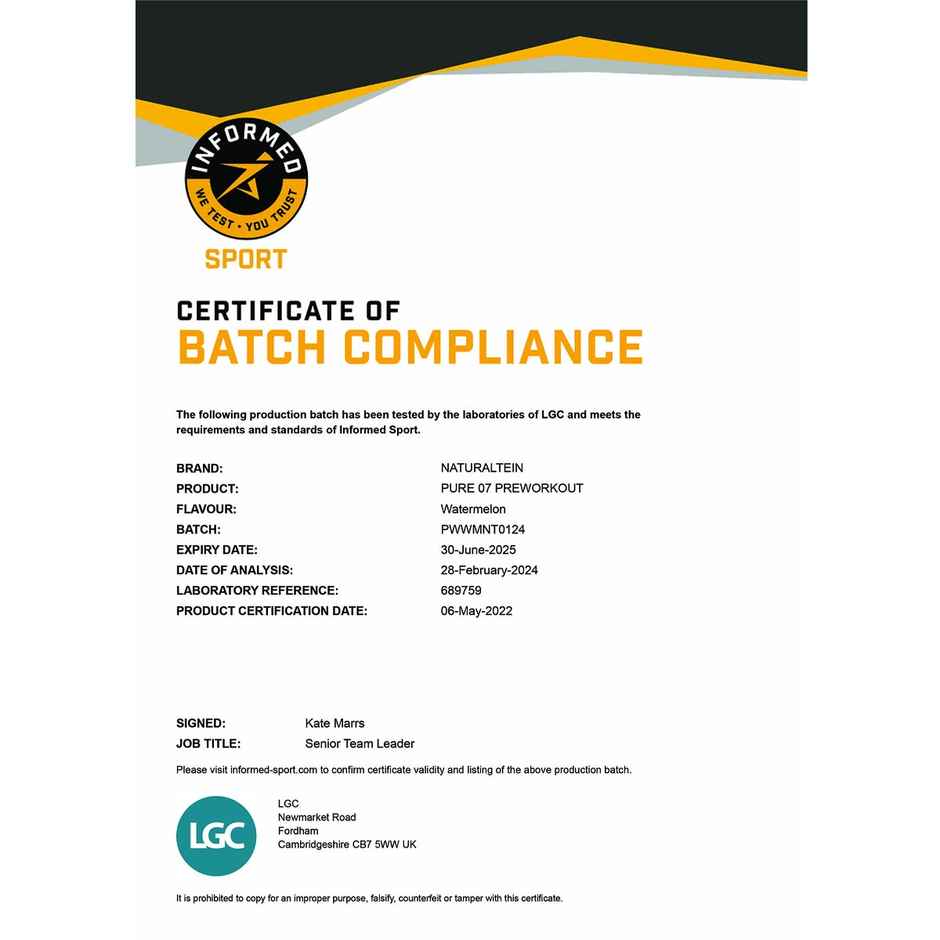 NATURALTEIN Pure 07 Preworkout, Watermelon