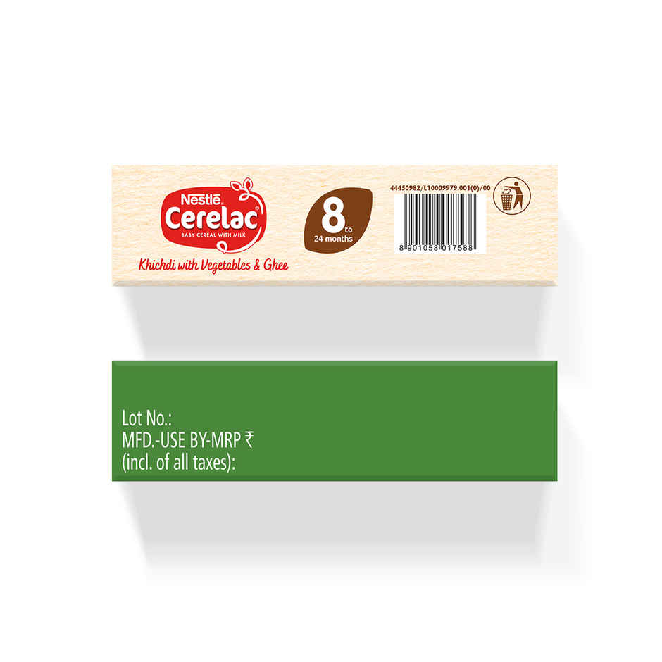 Nestle Cerelac Khichdi with Vegetables & Ghee Baby Food Cereal | No Refined Sugar & No Preservatives | 8-24 Months