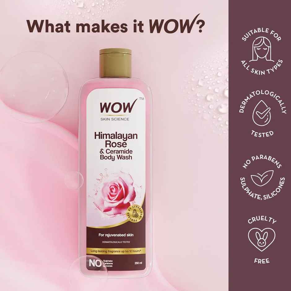 WOW Skin Science Rose Otto Foaming Body Wash - No Parabens Sulphate Silicones & Color