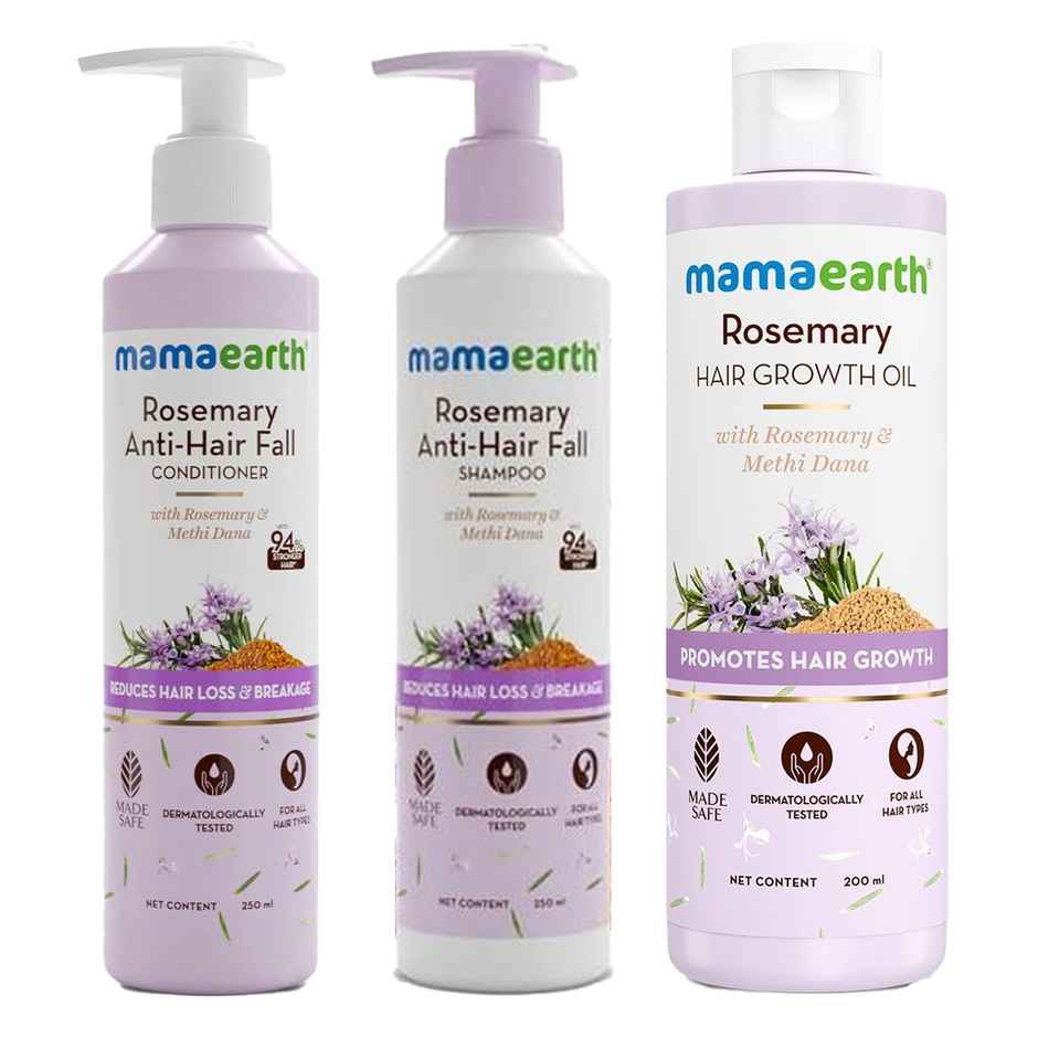 Mamaearth Rosemary Anti Hair Fall Shampoo (250ml) & Mamaearth Rosemary Anti-Hair Fall Conditioner (250ml) & Mamaearth Rosemary Hair Growth Oil With Rosemary & Methi Dana For Promoting Hair Growth Hair Oil (200ml) Combo
