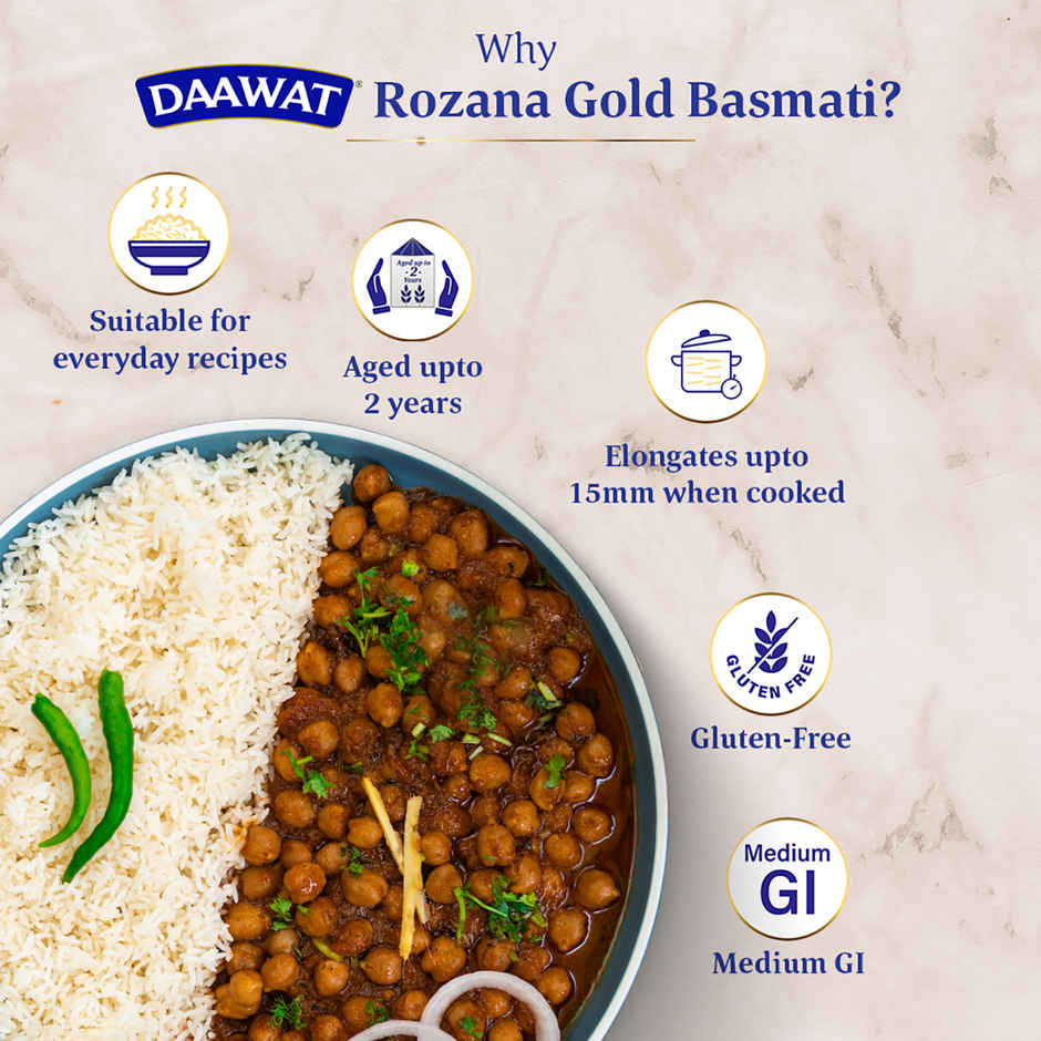 Daawat Rozana Basmati Rice Gold | Medium Grain Combo