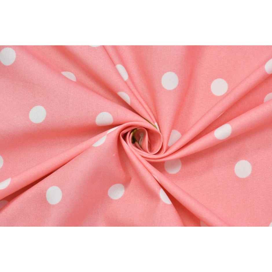 Swadeshi Style Elastic Fitted Double Cotton Floral Bedsheet, 2 Pillow Covers | Pink&White | 78x72in