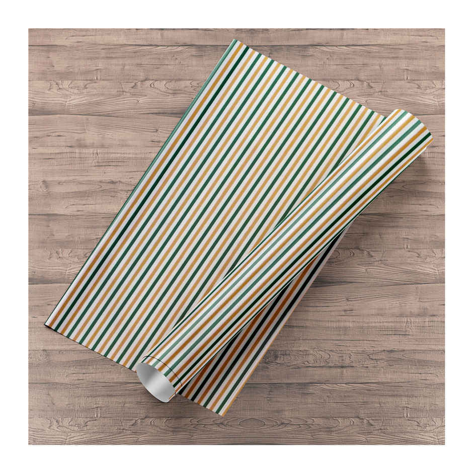 Paperpep Lines Print | Plastic Gift Wrapping Papers | Yellow and Green | 19.75 x 27.5 in