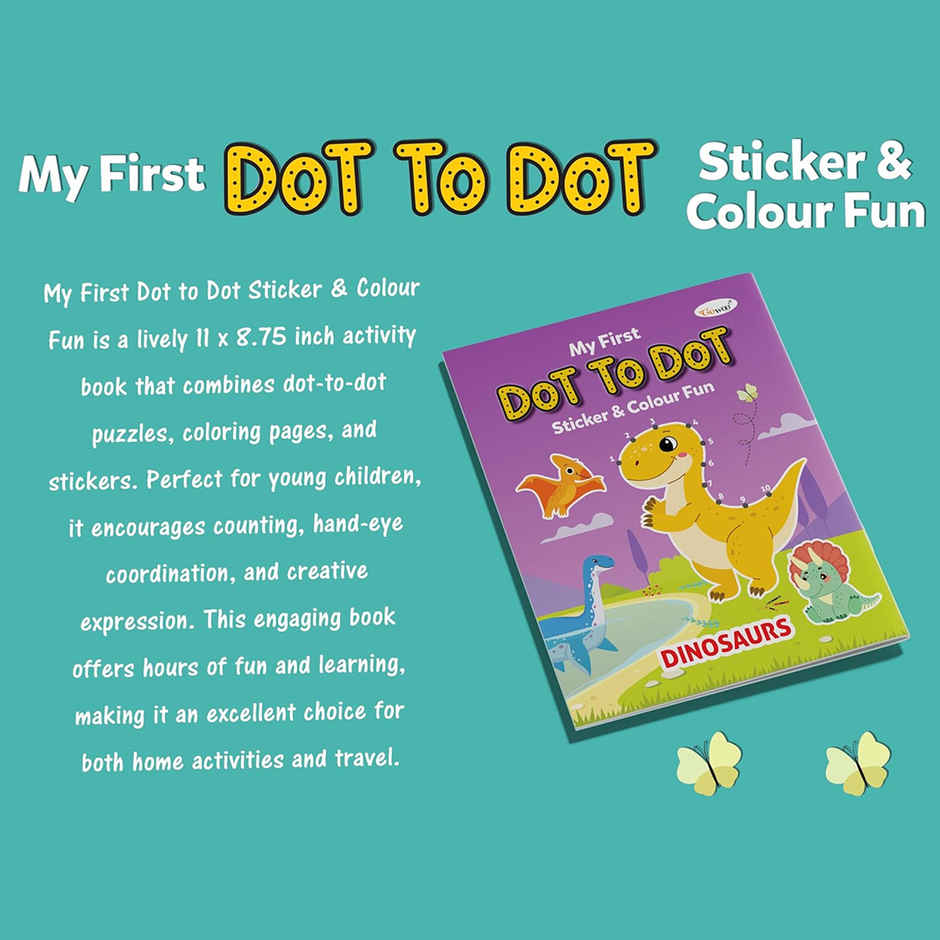 My First Dot to Dot Sticker & Colour Fun - Dinosaurs- Colouring Book for Kids, Sticker & Color Book