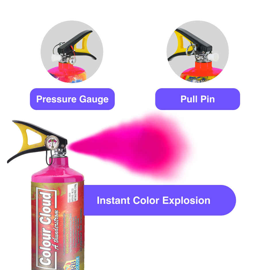 Holi Colour Cloud Cylinder Spray | Pink | 4 kg | Cock