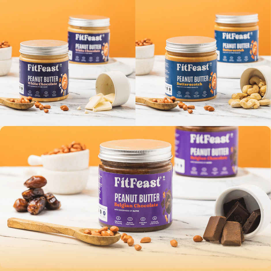 FitFeast Peanut Butter Combo (Assorted Flavours - White Chocolate, Butterschotch, Belgian Chocolate)