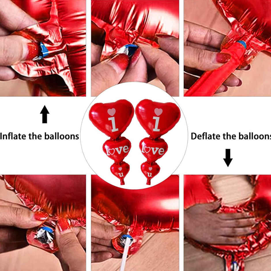 Love Balloons Decoration Combo | I Love U Balloons, Red & Gold Balloons & More | Party Propz