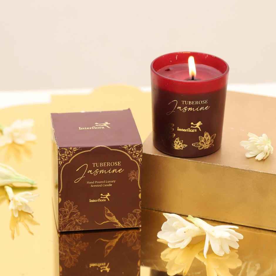 Haus & Kinder Rose Serenity King Bedsheet - 100% Cotton (270X270Cm) (1pc) & Igp Interflora Jasmine Tuberose Handpoured Candle (1pc) Combo