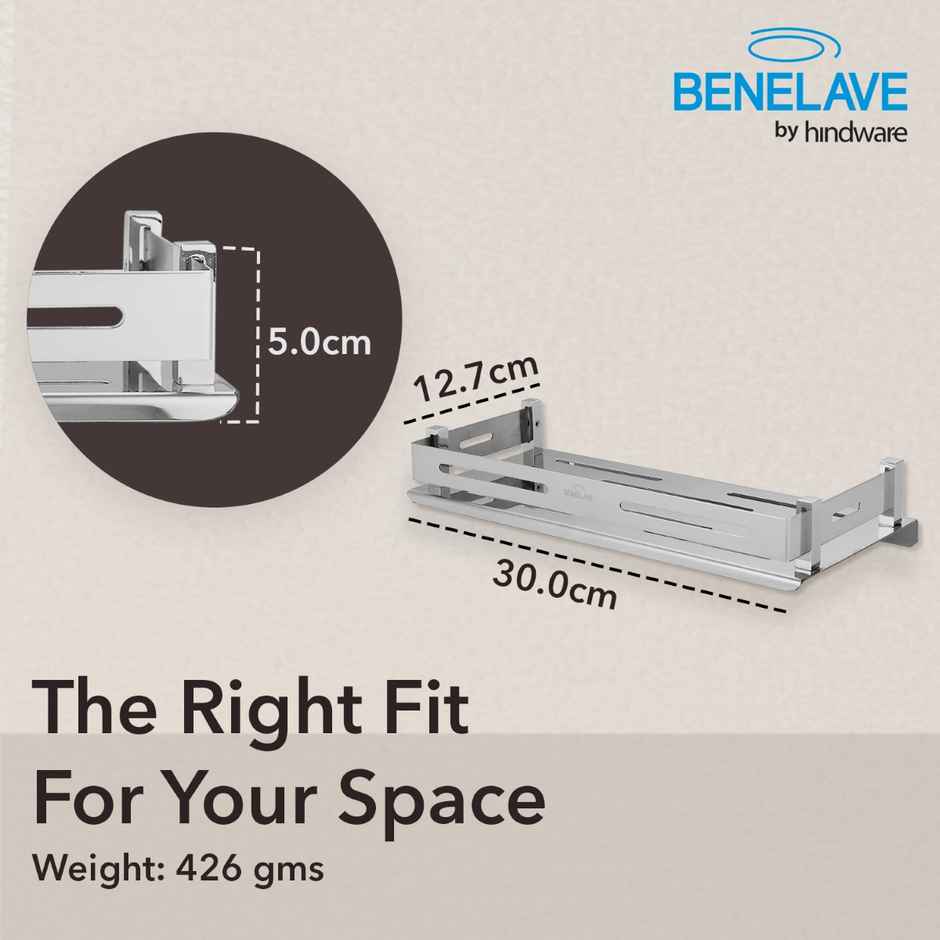 Benelave By Hindware Multi-Purpose Shelf For Bathroom And Kitchen | Stainless Steel Construction