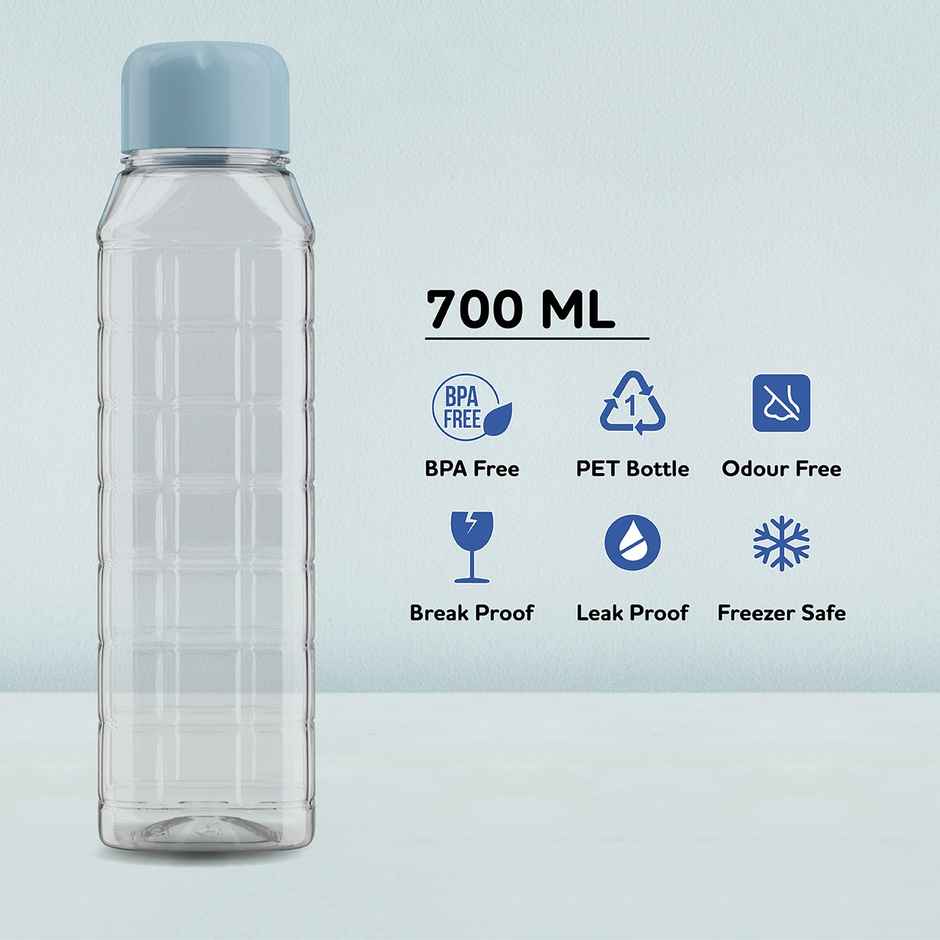 Kolorr Chess Bottle 700 ml Clear | Blue Cap for Home | Fridge | Office | Gym | Yoga | School