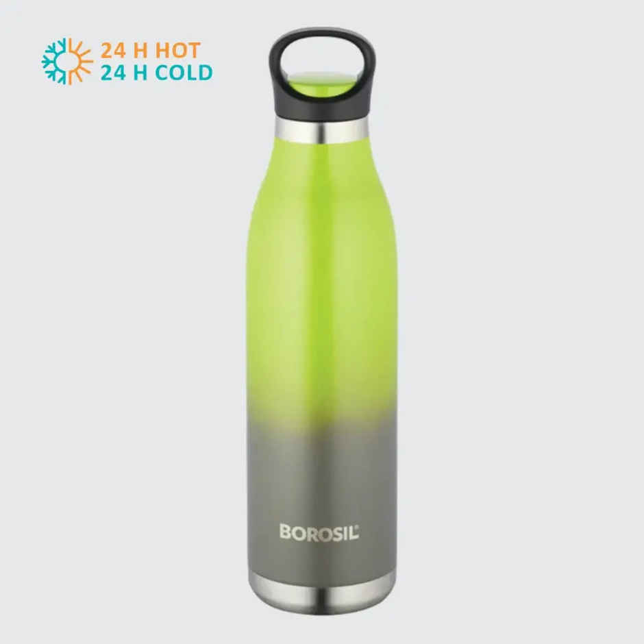Borosil Stainless Steel Hydra Colourcrush Vacuum Insulated Flask Water Bottle | 700 ml | Green