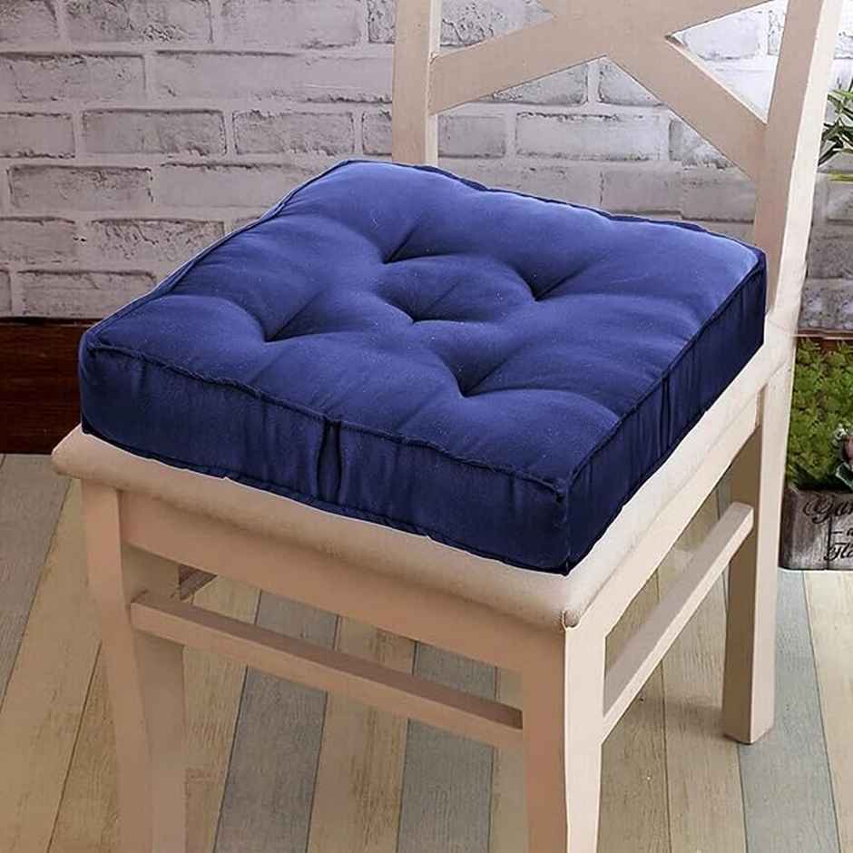 Kuber Industries Pack of 2 Microfiber Square Chair Cushion|Soft & Comfortable Sitting (Navy Blue)