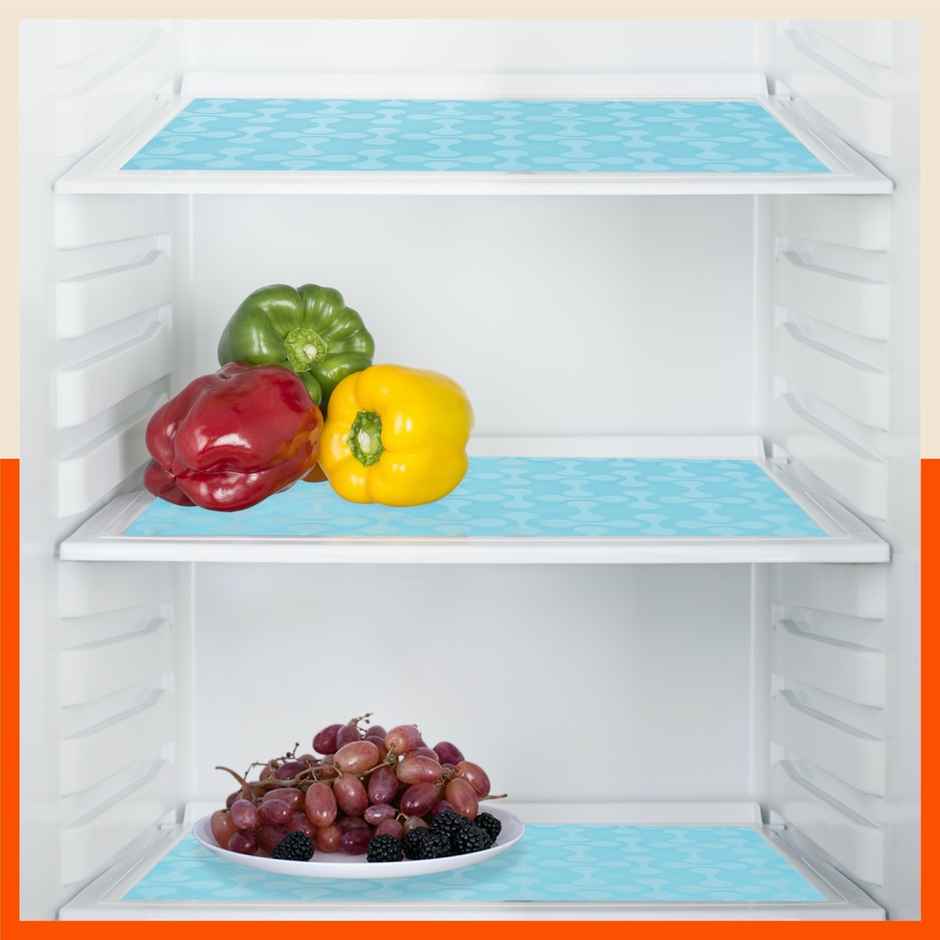 Bathla Fridge Mat | 45cm x 30 cm | Reusable, Washable, Temperature Resistant | Blue Transluscent