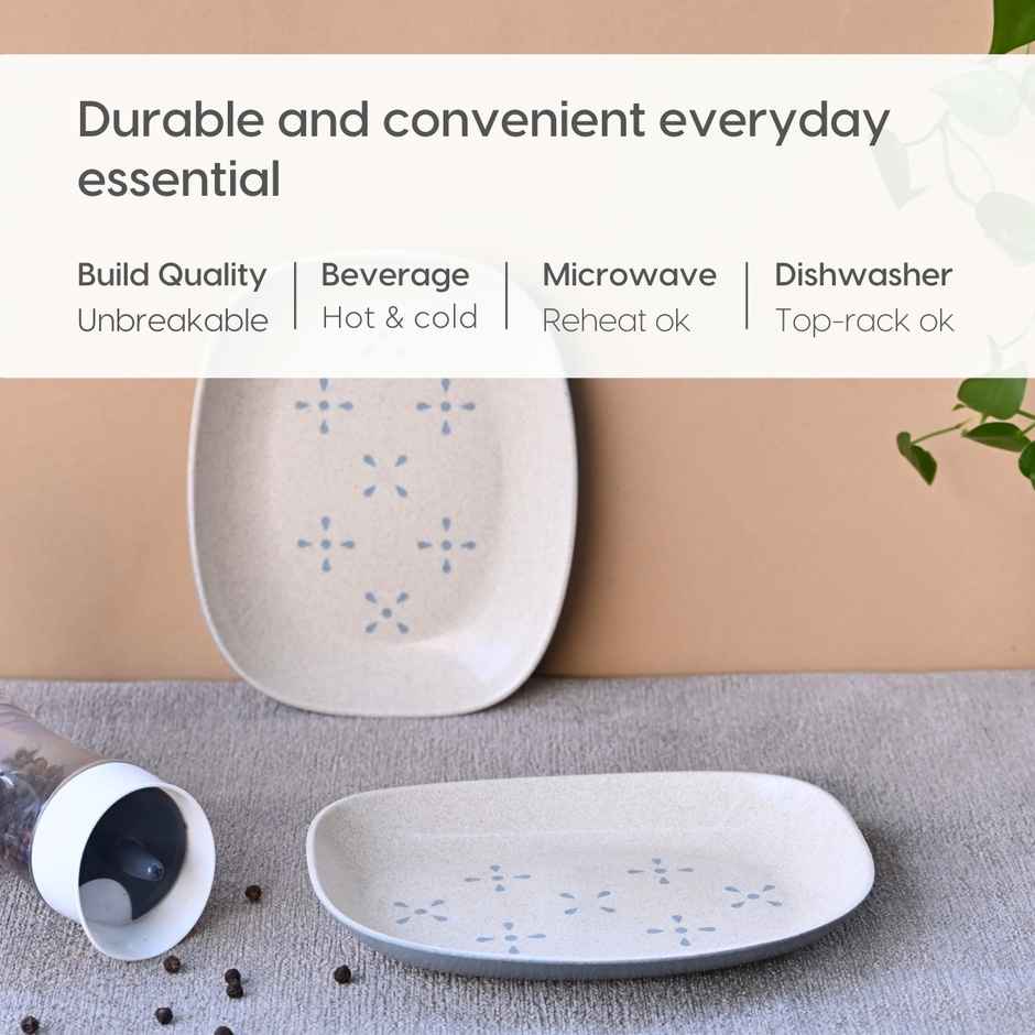 Eha Earth Friendly Small Snack Plates with Spoons | 6", 4 pcs, Multi-light | Rice Husk Biocomposite