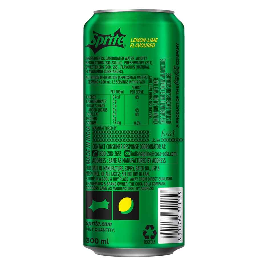 Sprite Zero Lemon Diet Soft Drink Can Combo 