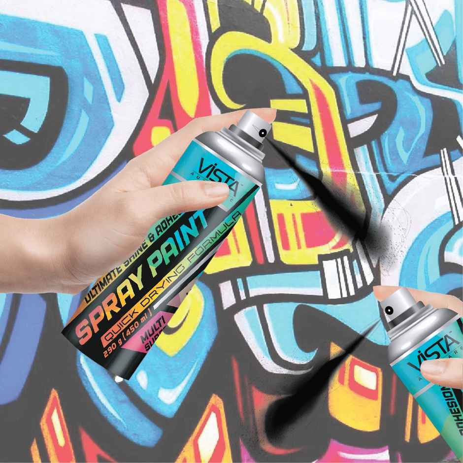 Vista Auto Care Black Glossy Spray Paint Quick-Drying | Multi-Surface for Metal