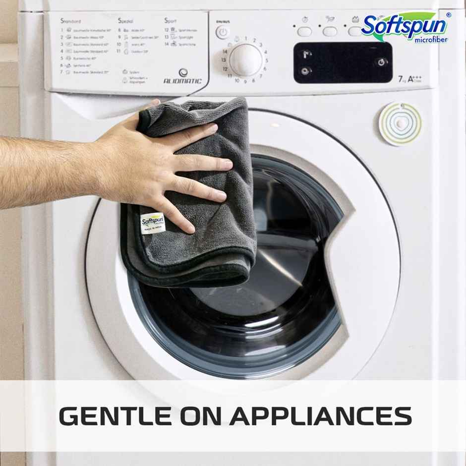 Softspun Microfiber Cleaning Cloth (500 GSM, 35x75cm, 1pc, Grey)