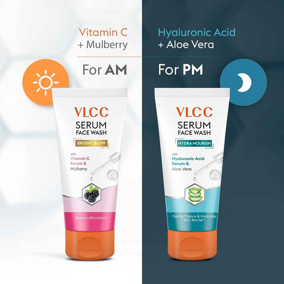 VLCC Vitamin C & Mulberry Serum Face Wash For Am & Aloe Vera Serum Face Wash For Pm