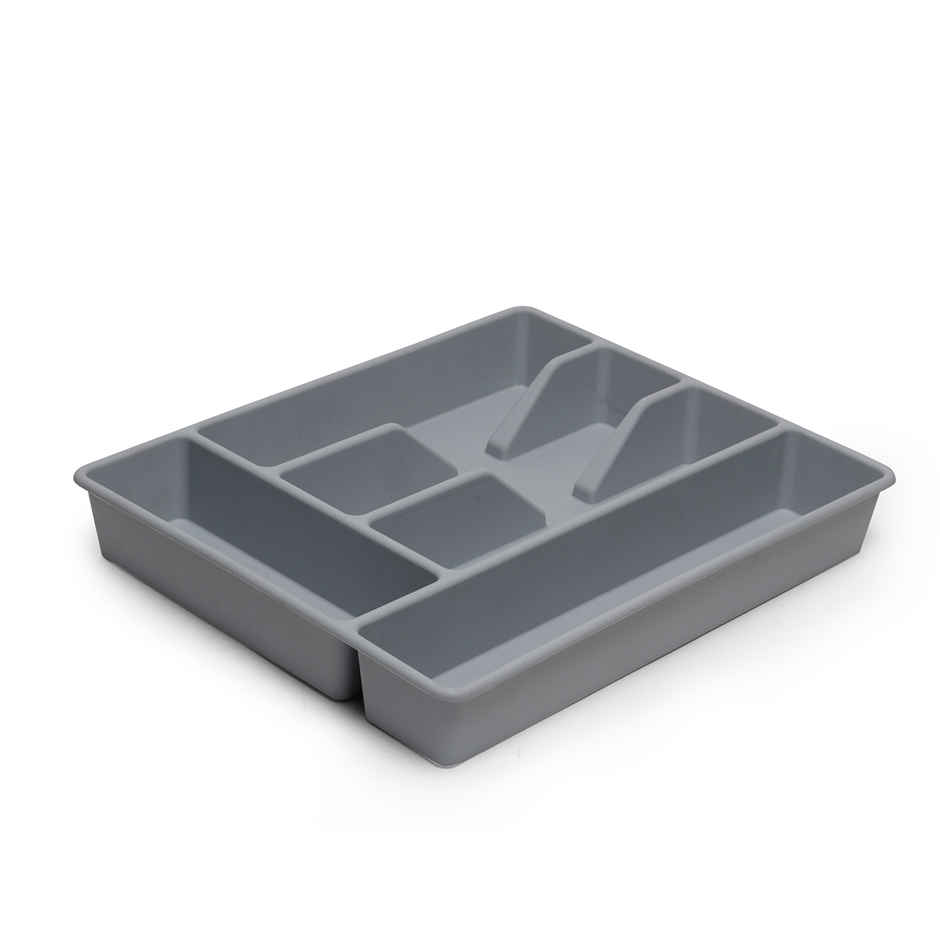 Gluman Cutlery Tray | Multipurpose Drawer Organizer for Spoons, Forks & Knives | Grey