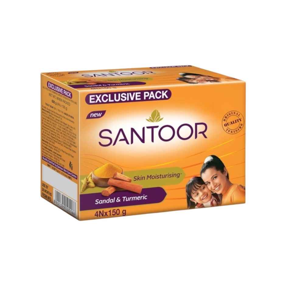 Santoor Skin Moisturizing Sandal and Turmeric Bathing Soap With Anti-Aging Properties