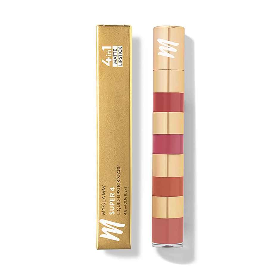 Myglamm Super 4-In-1 Matte Liquid Lipstick Stack - Nude Mood