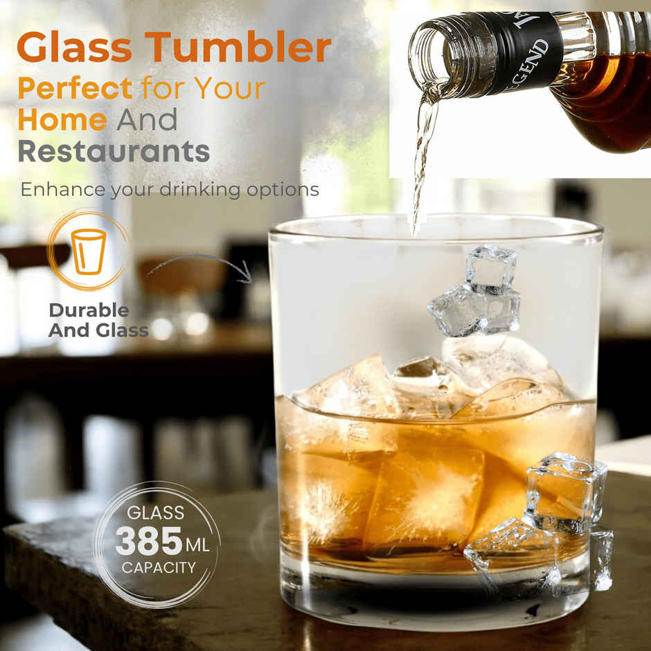 Stylo Whisky Tumbler Set | 385 ml | 6 pcs | Yera Glassware