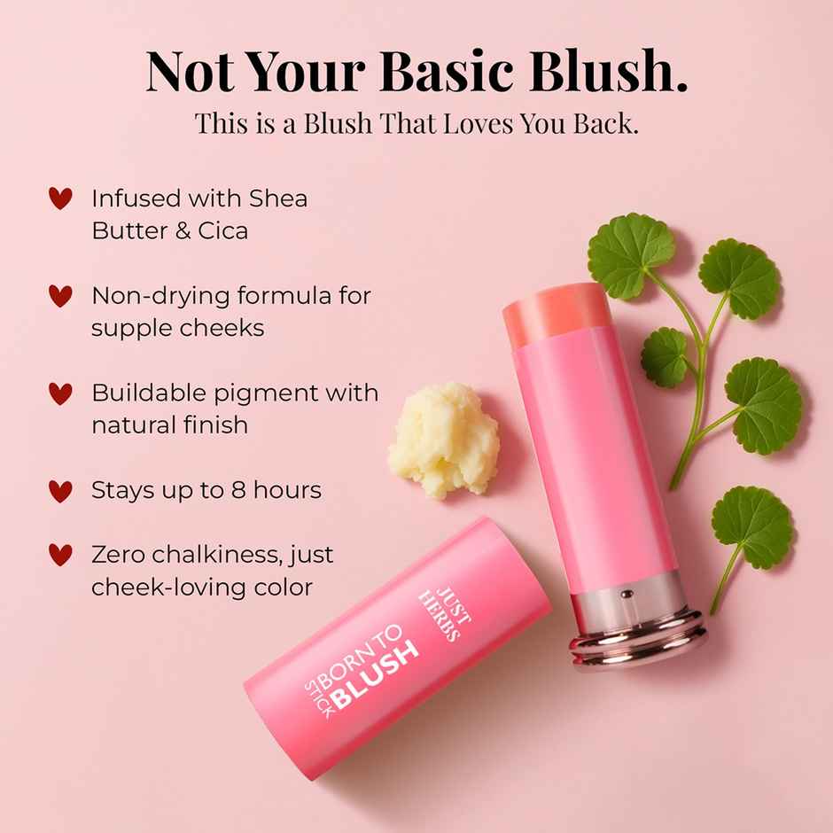 Just Herbs Peach Born To Blush Long Stay Dewy Stick With Shea For Eyes Cheeks And Lips