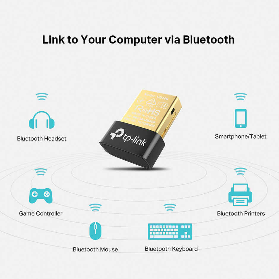 TP-Link UB400 Bluetooth 4.0 Nano-Sized USB Adapter, Dongle Receiver Support Windows