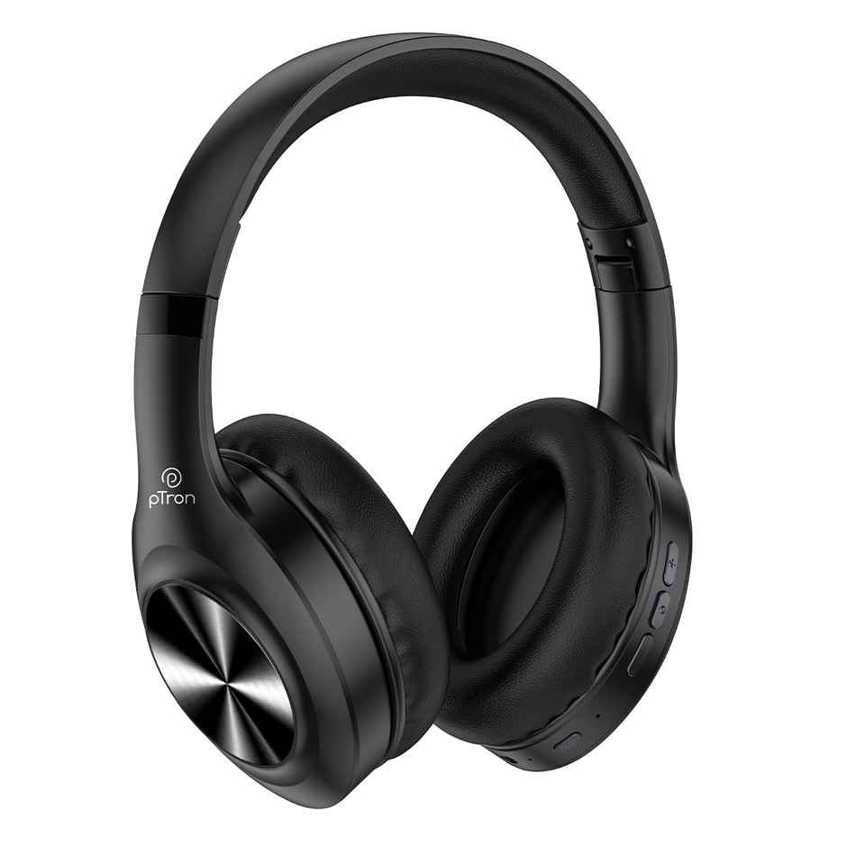 pTron Studio Pro Over-Ear BT Headphones HD Calls 65H Playtime Deep Bass Low-Latency - Black