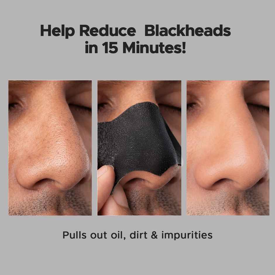 The Man Company Charcoal Nose Strips With Aloevera Extract - Whitehead & Blackhead Remover