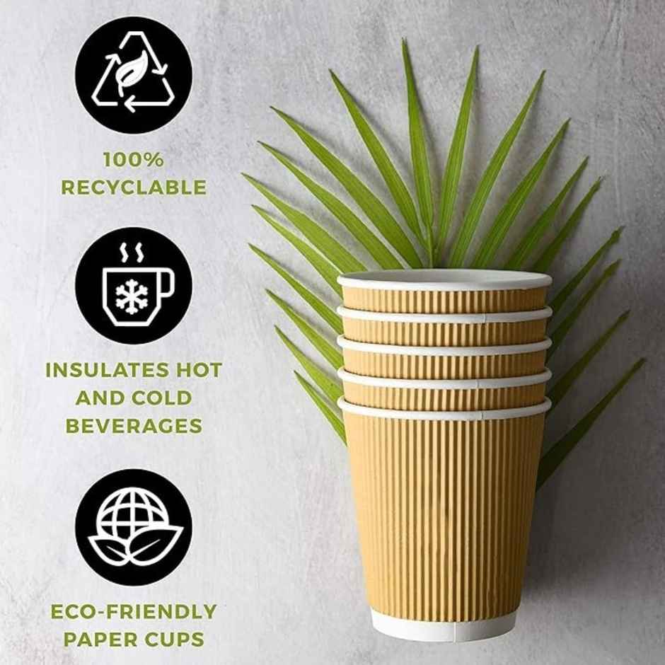 Ripple Paper Cups | 150 ml | 25 pcs | Disposable and Sturdy | Naturepac