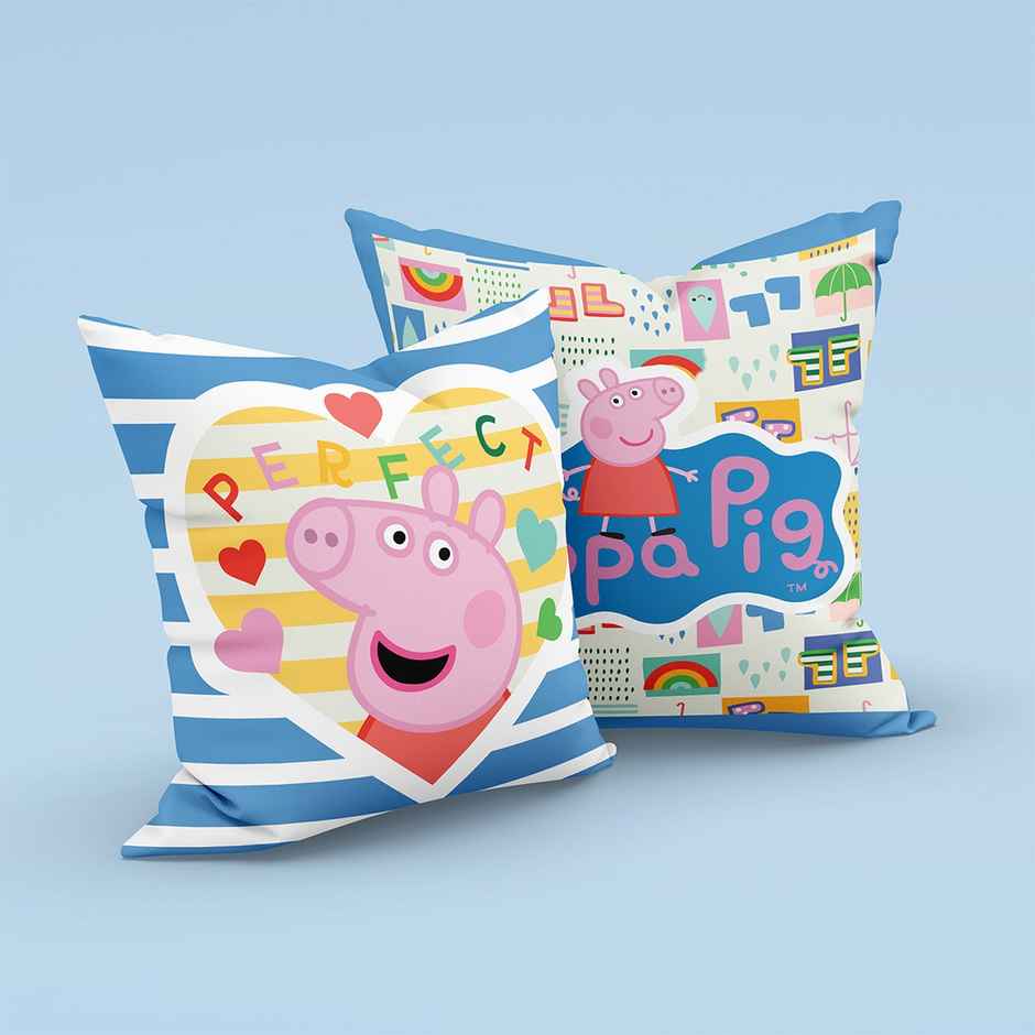 Sassoon Peppa Pig Reversible Printed Cushion Cover | Blue