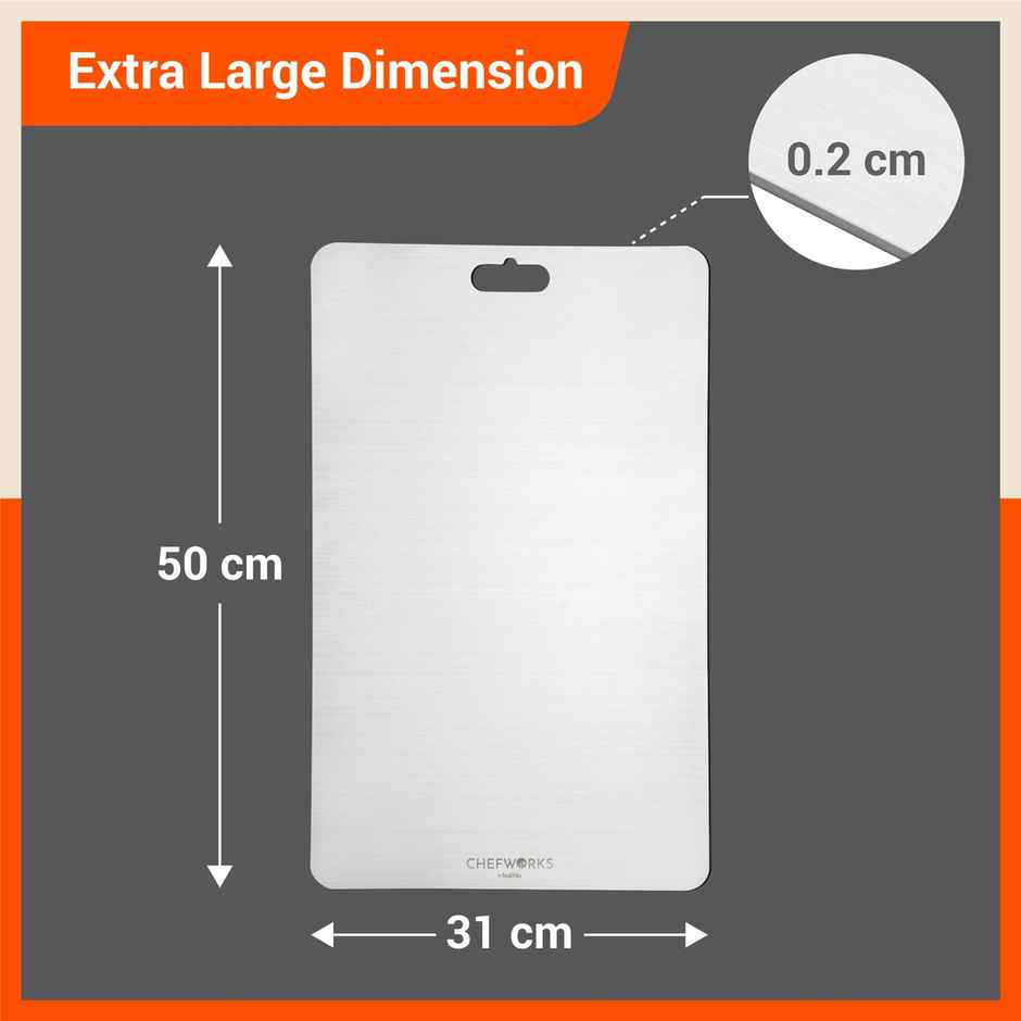 Bathla Stainless Steel Chopping Board - Extra Large (31 cm x 50 cm - 2mm Thick)