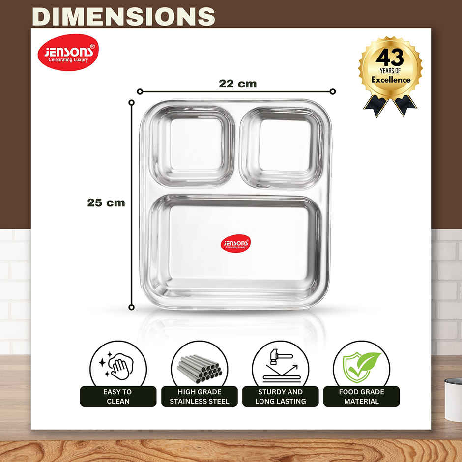 Jensons Stainless Steel Pao Bhaji Plate