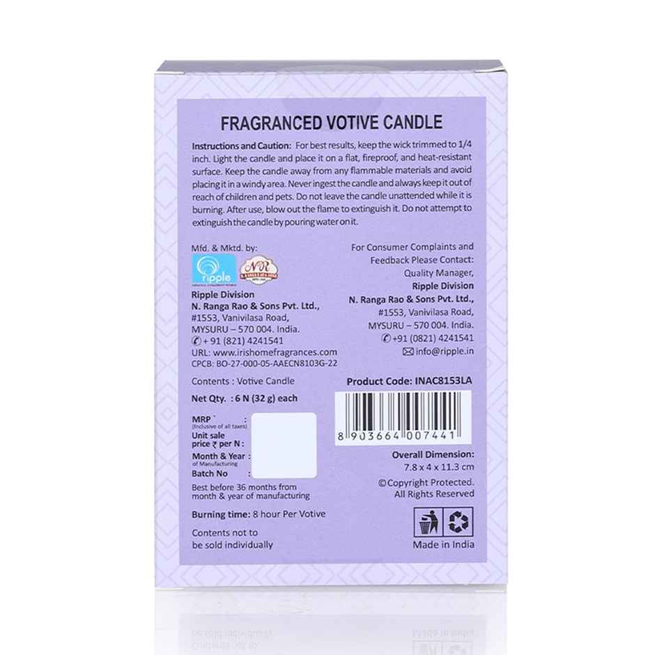 Scented Votive Candles Refill | Lavender | Pack of 6 | Aroma Candles | IRIS