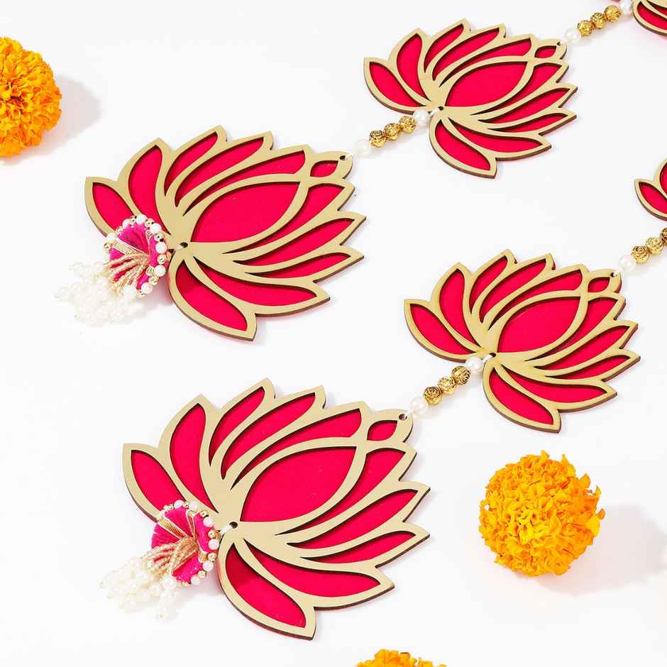 Lotus Wall Hanging For Decoration | Red & Gold | IGP