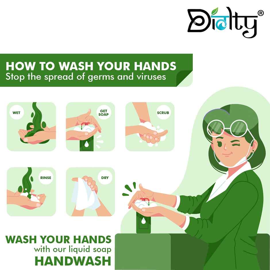Diolty Hand Wash Protection From Germs Hand Wash Liquids Liquid Handwash (Green Apple) 5 l