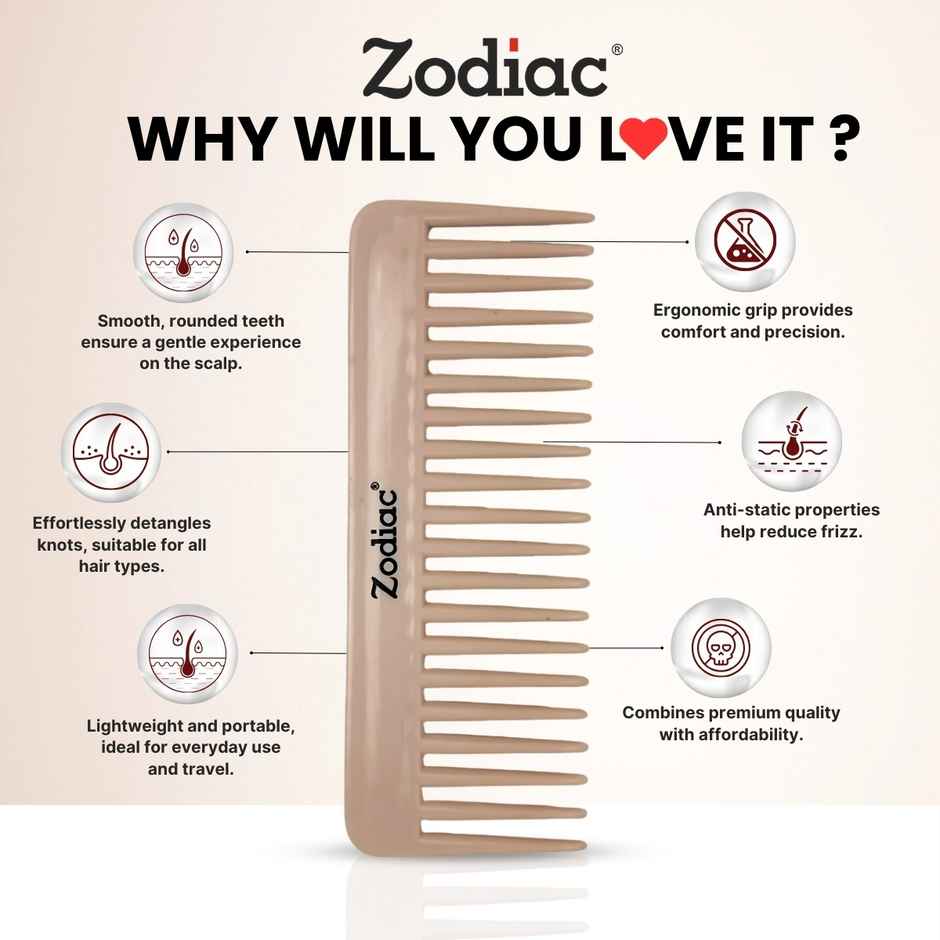 Zodiac Wide Tooth Comb | Brown