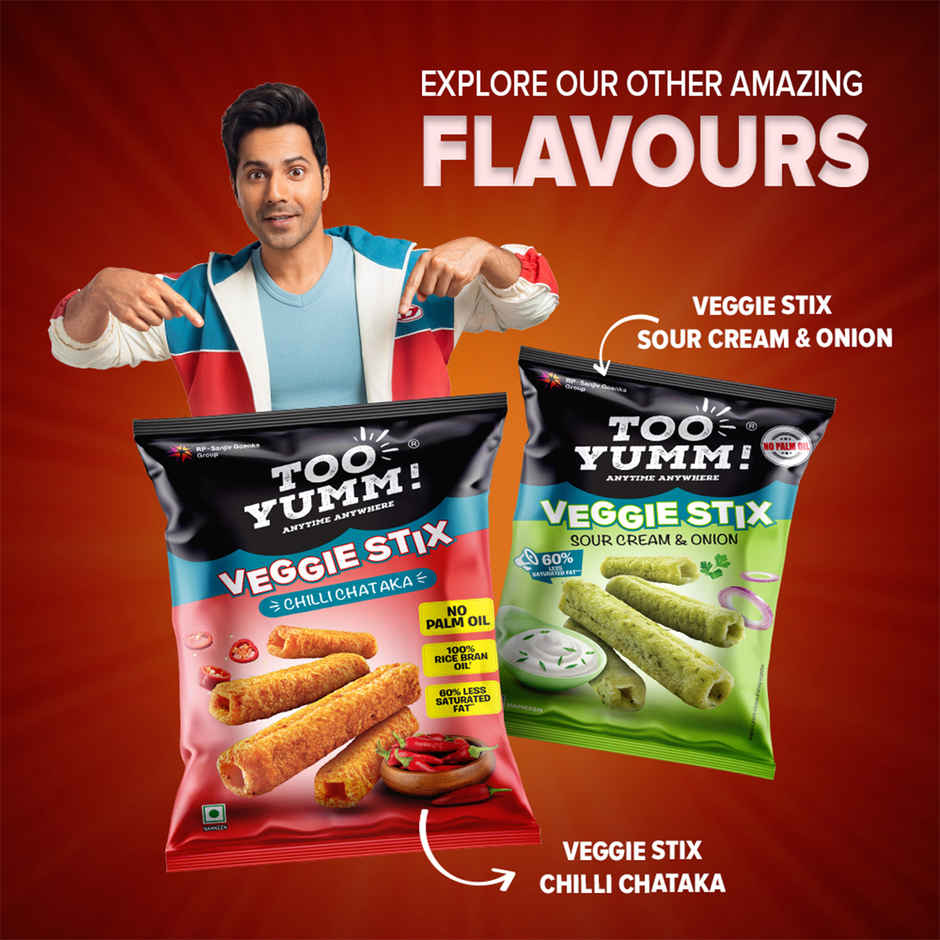 Too Yumm! Veggie Stix Chilli Chataka Crisps | Crunchy Tasty Snacks | No Palm Oil Sticks