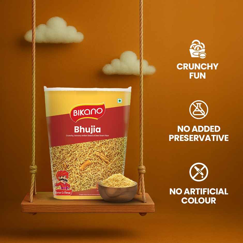 Bikano Bhujia Spicy & Crispy Namkeen | Made with Husked Dew Moth Bean Flour & Chickpea Flour