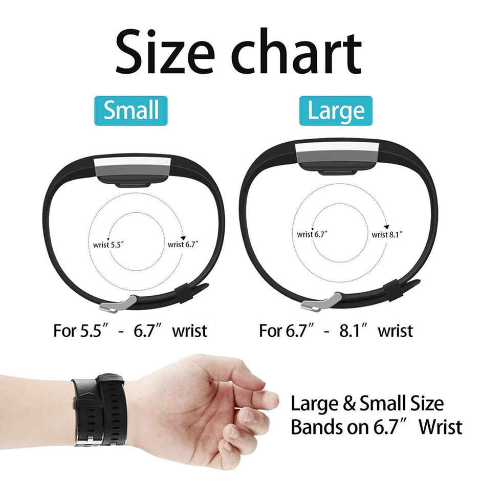 Sounce Pack of 3 Belts|Straps Compatible for Fitbit Charge2 Bands | 3 Units | Large, (Multi colour)