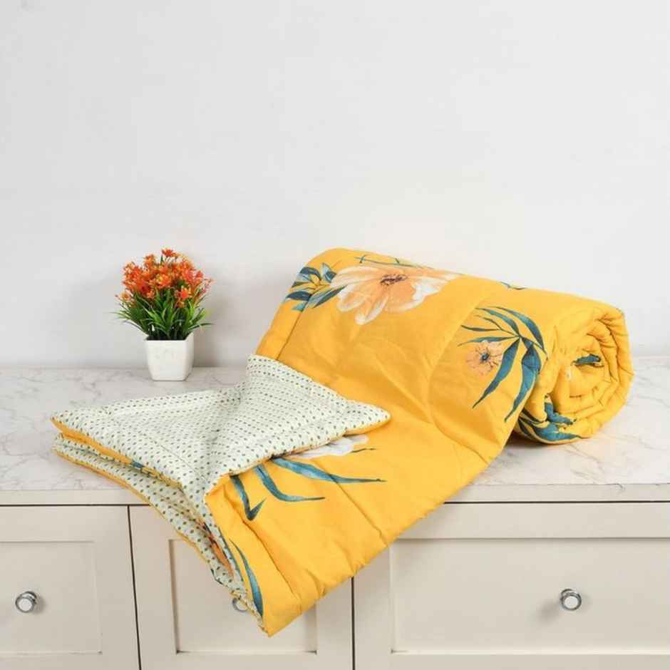 Florida Rose AC Double Bed Comforter | Mustard