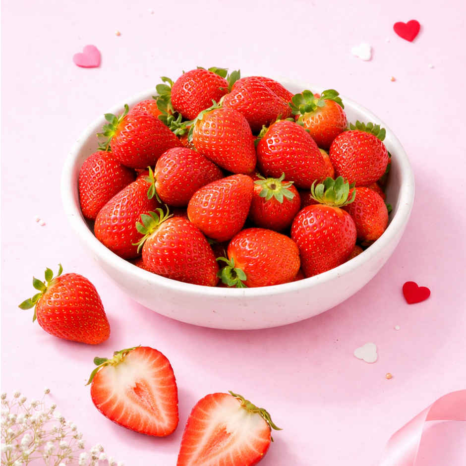 Fnp Radiant Red Rose Bouquet(1pc) & Strawberry Heart Shaped Box(200gms) Combo