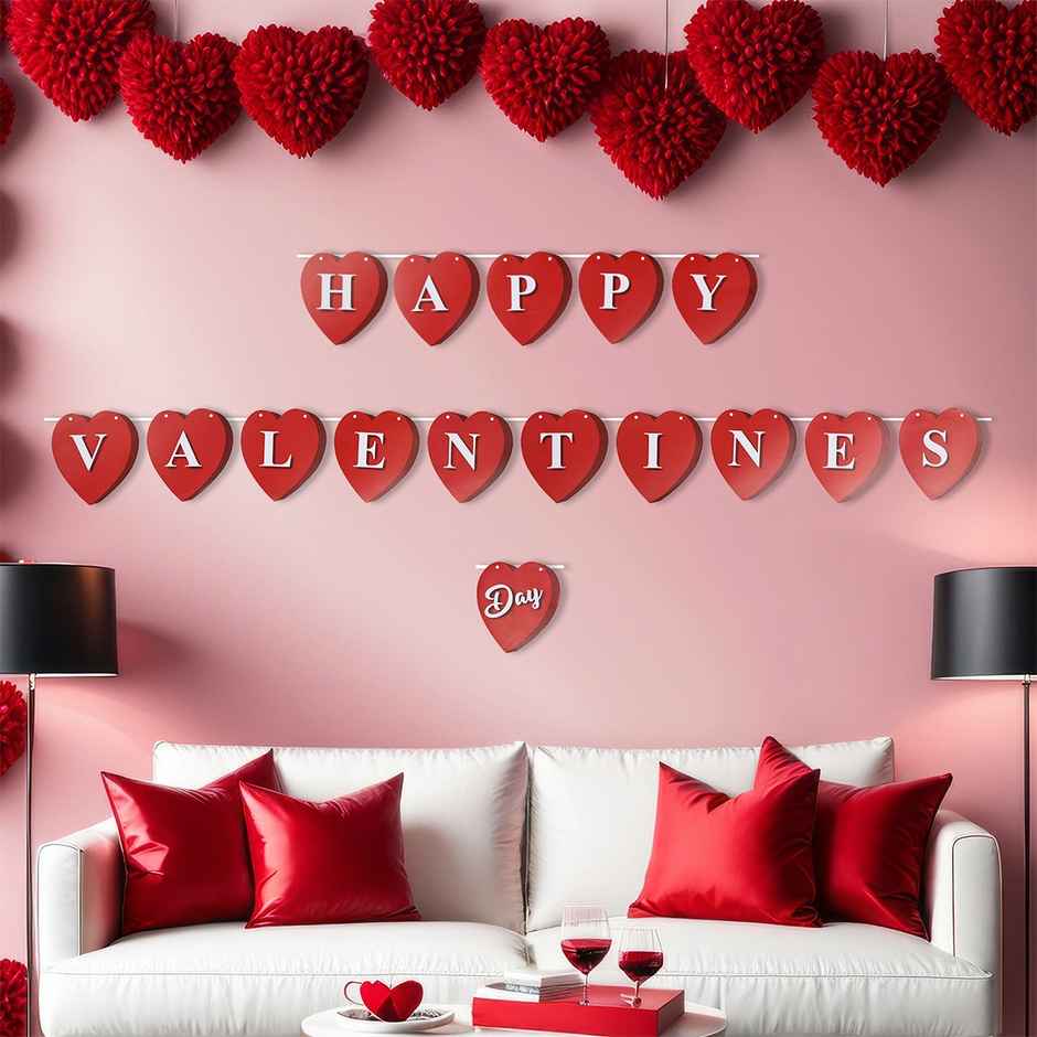 Valentines Day Banner of Hearts | Oye Happy