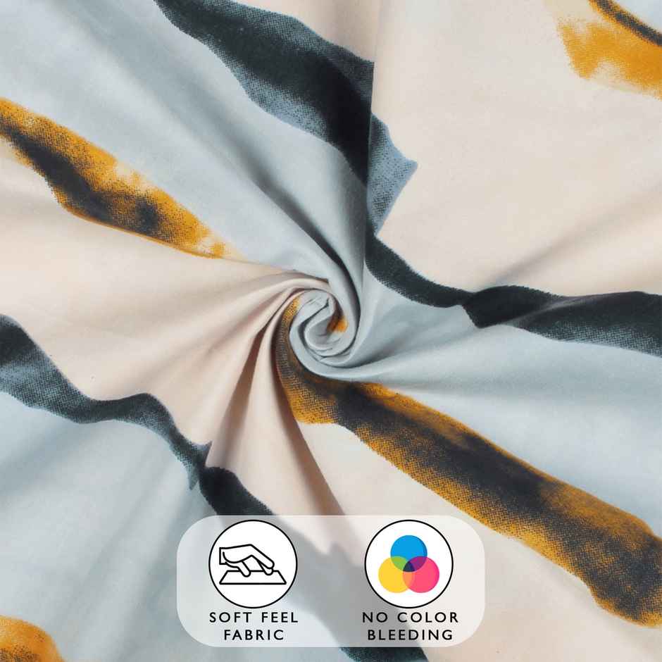 Story@Home 160 TC Microfiber Single Abstract Flat Bedsheet | Grey & Cream