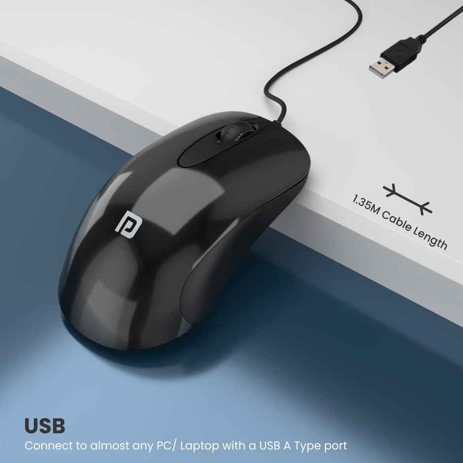 Portronics Wired Optical Mouse(Black)